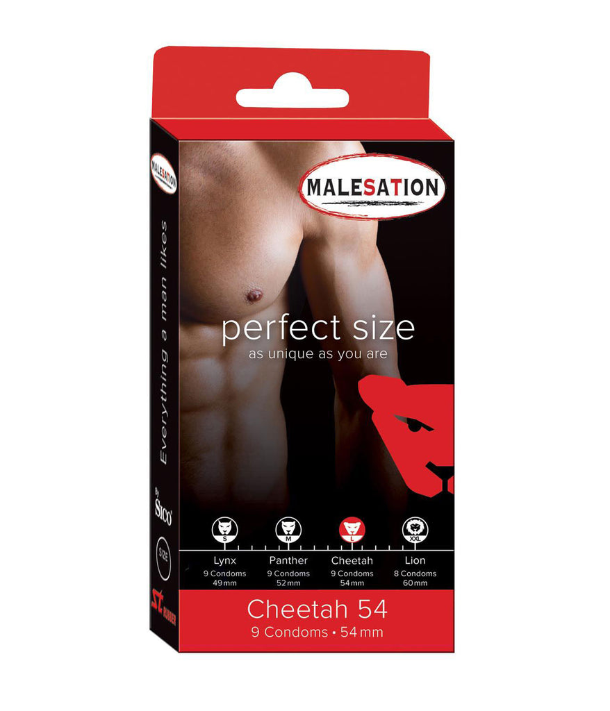 Malesation Cheetah Condoms 54mm (9 Pack)